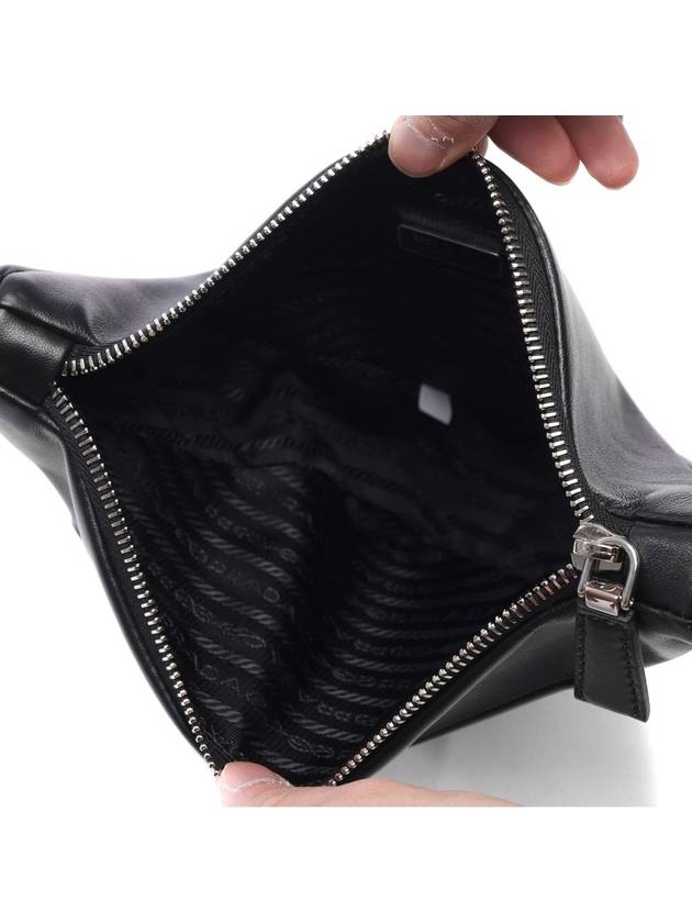 Embossed Logo Triangle Pouch Bag Black - PRADA - BALAAN 7