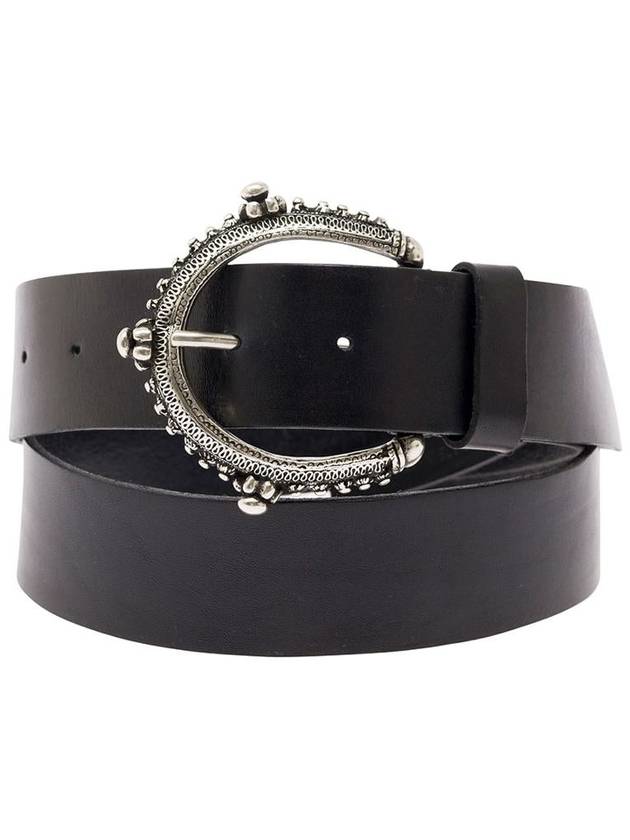 Black Belt With Circle Buckle In Leather Woman - P.A.R.O.S.H. - BALAAN 1