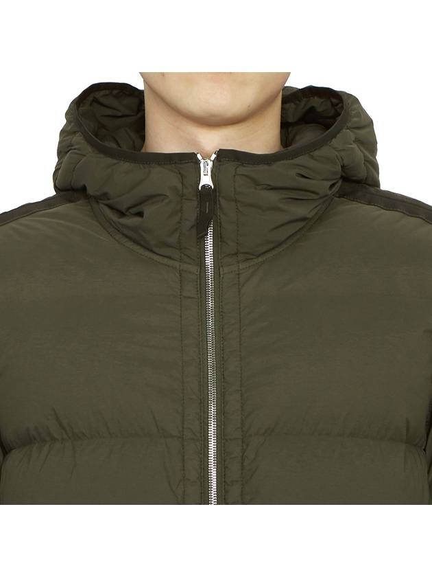 Seamless Logo Nylon Hooded Down Jacket Olive - STONE ISLAND - BALAAN 8