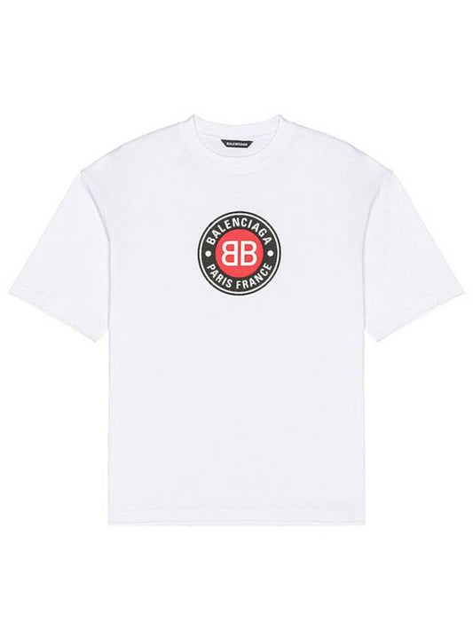 Men's BB Logo Printing Short Sleeve T-Shirt White - BALENCIAGA - BALAAN.