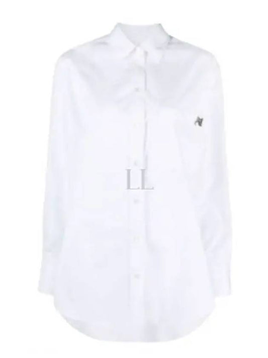 Chest Pocket Foxhead Patch Cotton Poplin Casual Shirt White - MAISON KITSUNE - BALAAN 2