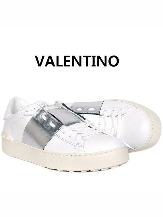 Hidden Strap Low Top Sneakers White Silver - VALENTINO - BALAAN 2