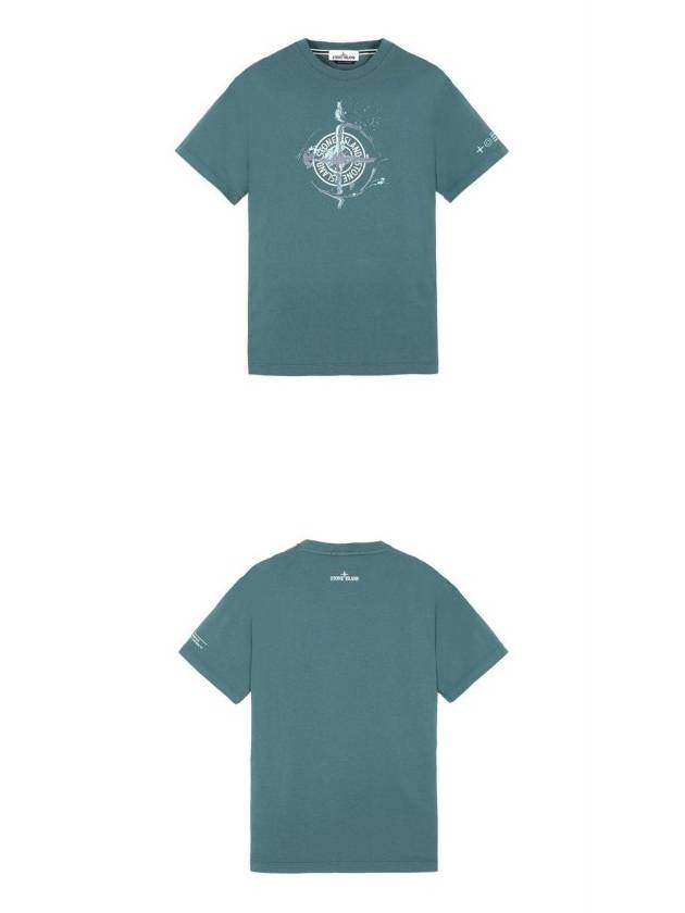 Marble One Logo Print Short Sleeve T-Shirt Green - STONE ISLAND - BALAAN 5