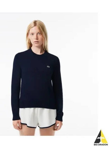 Women s cotton blend crew neck sweater navy - LACOSTE - BALAAN 1