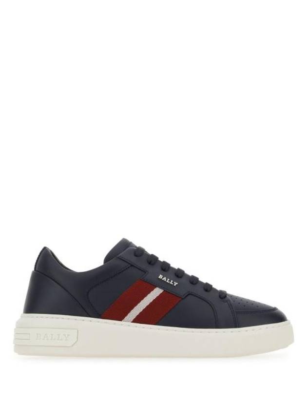 Moony Striped Leather Low Top Sneakers Navy - BALLY - BALAAN 3