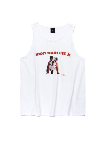 Unisex K Printing Sleeveless Tee White - LMN3011 - BALAAN 1