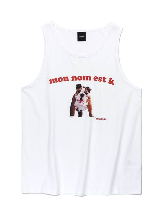 Unisex K Printing Sleeveless Tee White - LMN3011 - BALAAN 1