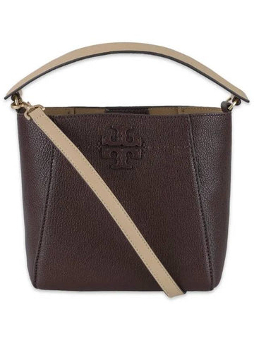 Small McGraw Textured Bucket Bag Brown - TORY BURCH - BALAAN 1