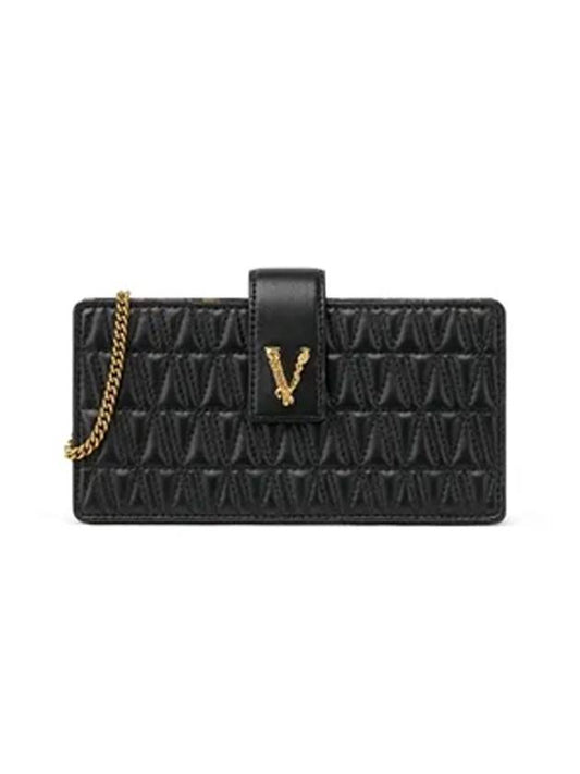 Virtus Quilted Mini Shoulder Bag Black - VERSACE - BALAAN.