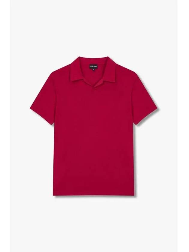 Men s Open Collar Stretch T Shirt Red - GIORGIO ARMANI - BALAAN 1