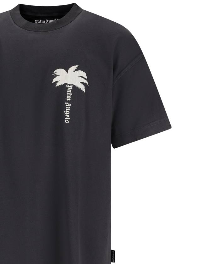 Palm Tree Print Short Sleeve T-Shirt Black - PALM ANGELS - BALAAN 4