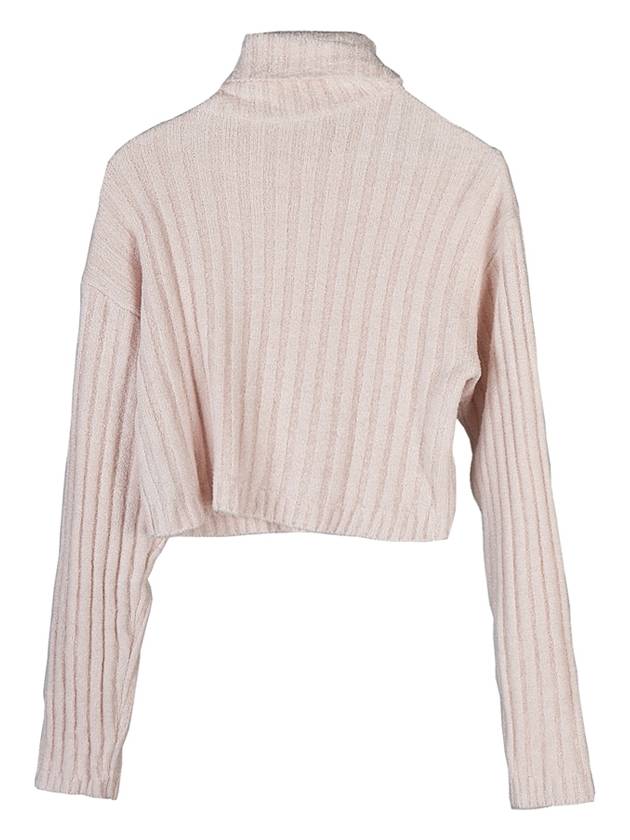 cutout high neck button cropped knit pink - BALMAIN - BALAAN.