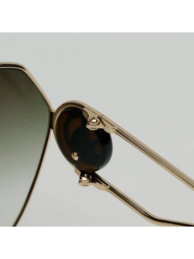 Sunglasses LNV129SLB 734 Dark Green Square Gold Metal Frame Logo - LANVIN - BALAAN 6