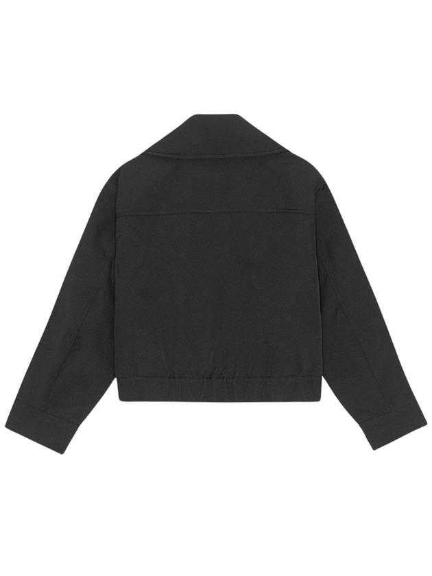 Women's Heavy Twill Wide Collar Zip-Up Jacket Black - GANNI - BALAAN 3