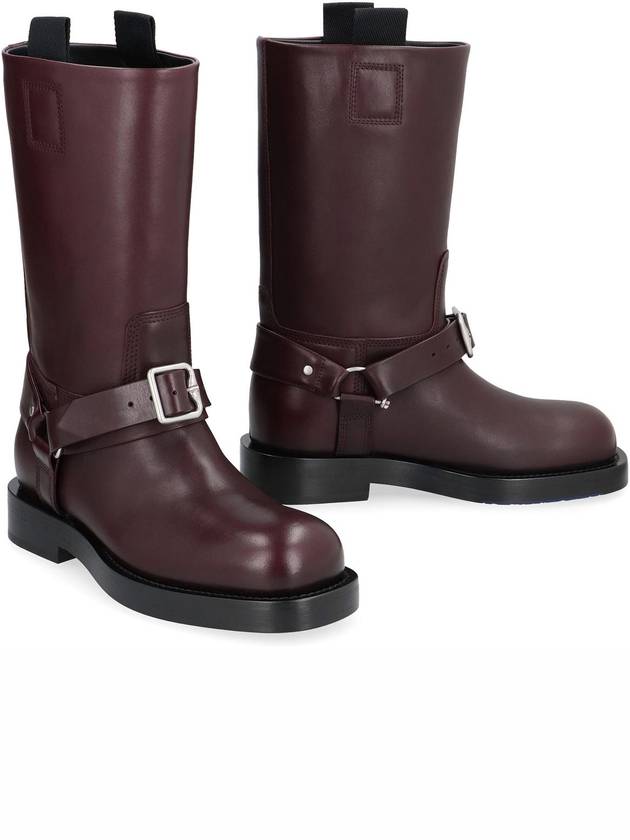 Saddle Leather Middle Boots Aubergine - BURBERRY - BALAAN 4