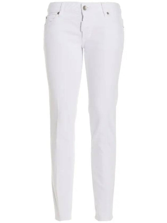 Women's Jennifer Crop White Bull Straight Jeans - DSQUARED2 - BALAAN 1