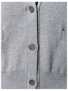 Milano Stitch 4 Bar Classic V Neck Fine Merino Wool Cardigan Medium Grey - THOM BROWNE - BALAAN 4