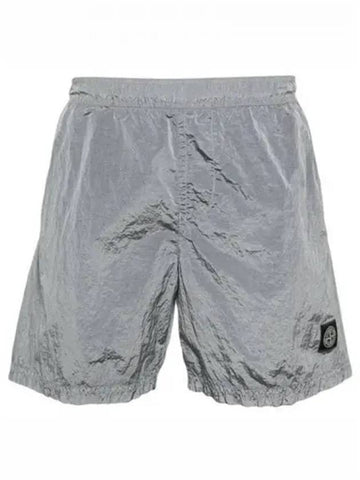 Logo Patch Nylon Swim Shorts Ice Gray Men s Pants 271477 - STONE ISLAND - BALAAN 1