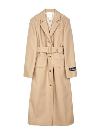 Sustainable Wool Cashmere Blend Tailored Single Coat Beige - PATOU - BALAAN 2