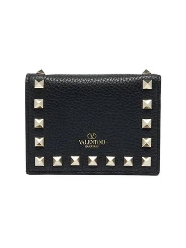 Rockstud Logo Half Wallet Black - VALENTINO - BALAAN 3