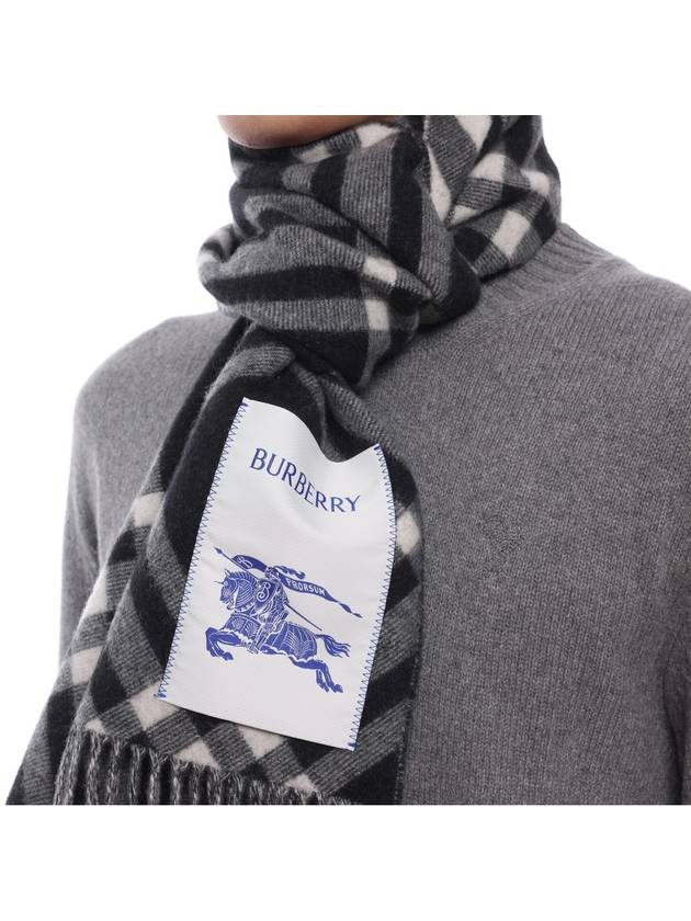 Check Cashmere Scarf Black - BURBERRY - BALAAN 6