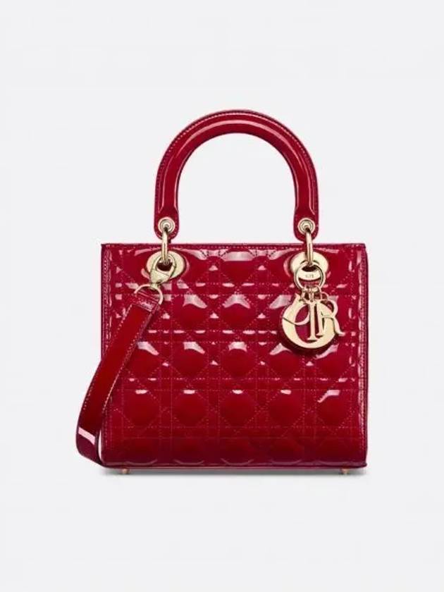 Lady Patent Cannage Medium Calfskin Tote Bag Cherry Red - DIOR - BALAAN 2