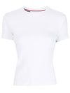 4 Bar Side Cotton Short Sleeve T Shirt White - THOM BROWNE - BALAAN 1