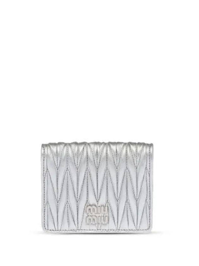 Matelasse Leather Half Wallet Silver - MIU MIU - BALAAN 2