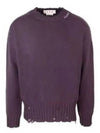 Embroided Logo Distressed Knit Top Dark Raisin - MARNI - BALAAN 2