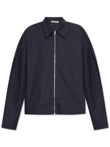 Cotton Poplin Long Sleeve Shirt Charcoal Black - ACNE STUDIOS - BALAAN 1