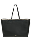 Women's Rockstud Leather Tote Bag Black - VALENTINO - BALAAN 4