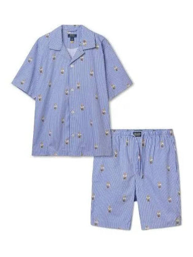 Short sleeve bear pajama set blue - POLO RALPH LAUREN - BALAAN 1