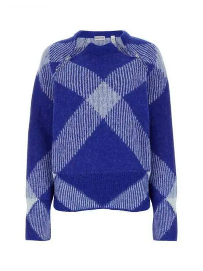 Women's Check Alpaca Wool Blend Knit Top Night - BURBERRY - BALAAN 2