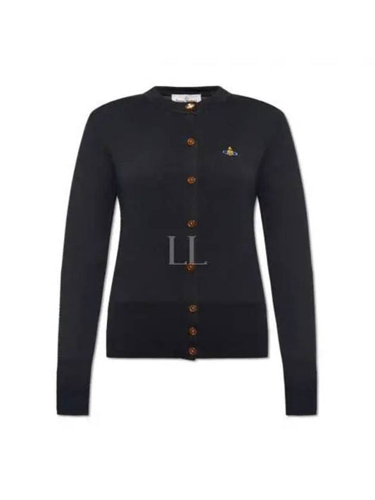 Bea Embroidered Logo Cardigan Black - VIVIENNE WESTWOOD - BALAAN 2