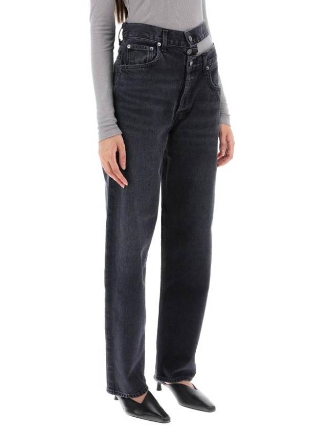 Women's Broken Waistband Straight Jeans Black - AGOLDE - BALAAN 3