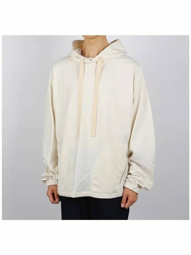 Two Side Zip Pockets Technical Cotton Hoodie White - JIL SANDER - BALAAN 3