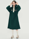 half zip-up fleece hooded dress green - METAPHER - BALAAN 3