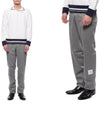 Men's Twill Unconstructed Cotton Straight Pants Grey - THOM BROWNE - BALAAN 3