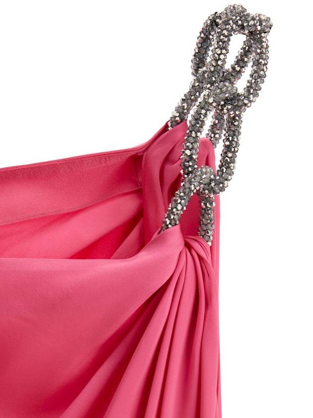 Pink One-Shoulder Maxi Dress With Crystal Chain In Double Satin Woman - STELLA MCCARTNEY - BALAAN 3