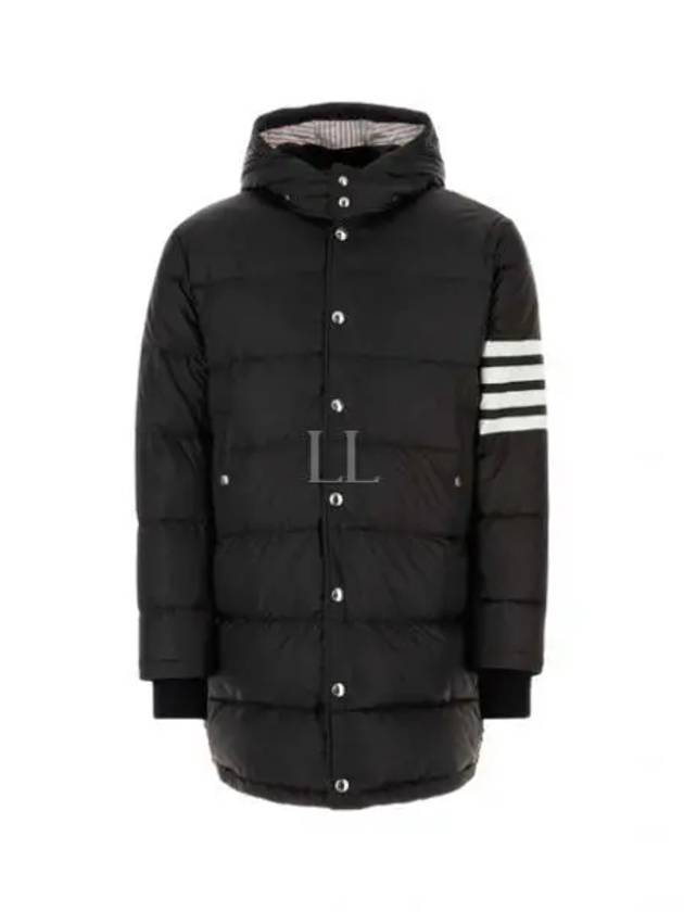 Men's 4 Bar Button Down Hooded Padding Black - THOM BROWNE - BALAAN 2