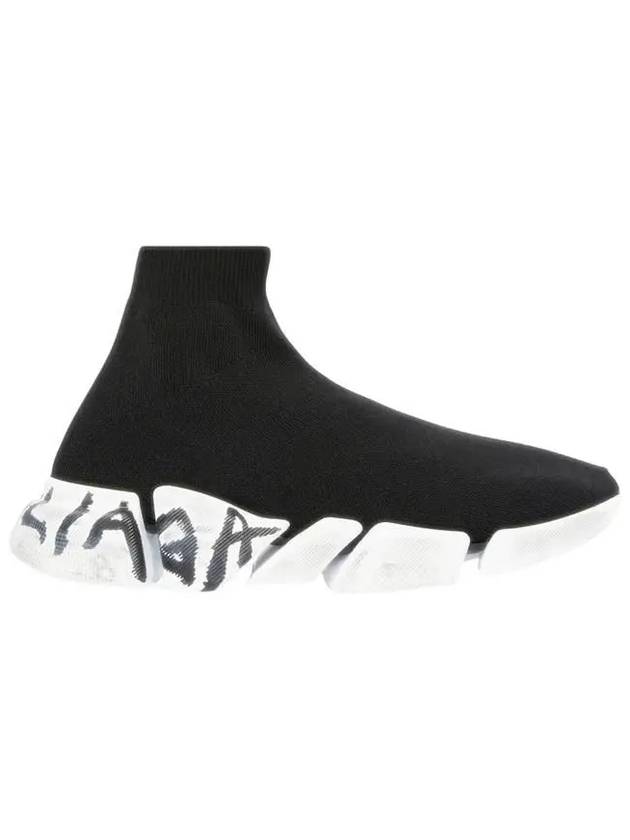 Speed 2.0 Graffiti Knit High Top Sneakers Black - BALENCIAGA - BALAAN 2