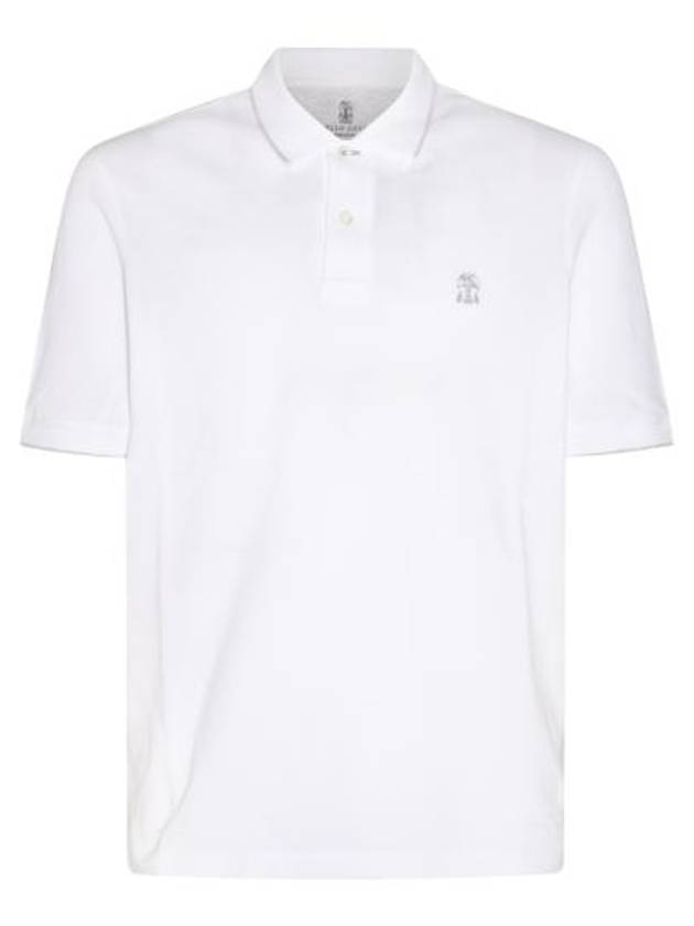 Embroidered Logo Short Sleeve Polo Shirt White - BRUNELLO CUCINELLI - BALAAN 2