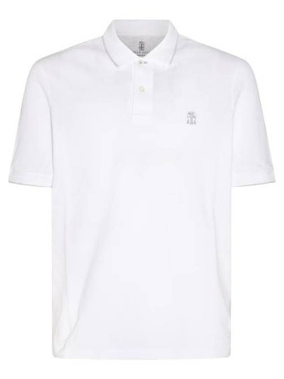 Embroidered Logo Short Sleeve Polo Shirt White - BRUNELLO CUCINELLI - BALAAN 2