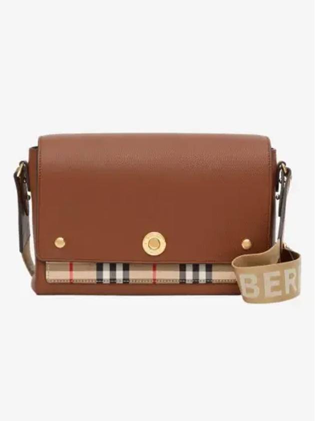 Leather and Vintage Check Note Crossbody Bag Tan - BURBERRY - BALAAN 2