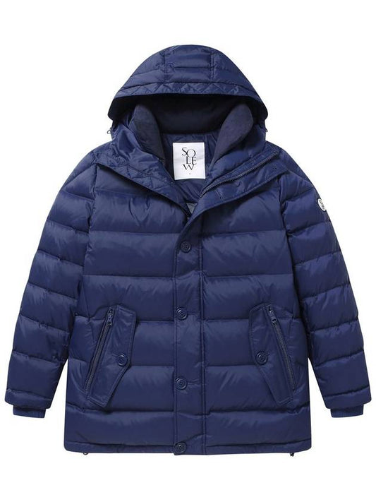 Men's Goose Down Quilted Hooded Parka Blue SW23IGOU02BL - SOLEW - BALAAN 1