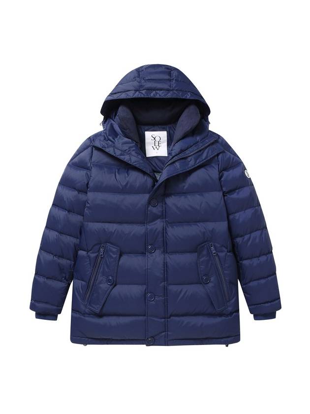 Goose Down Quilting Hooded Parka Blue - SOLEW - BALAAN 2