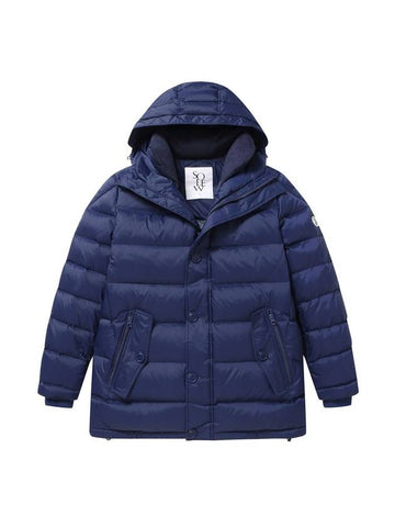 Goose Down Quilting Hooded Parka Blue - SOLEW - BALAAN 1