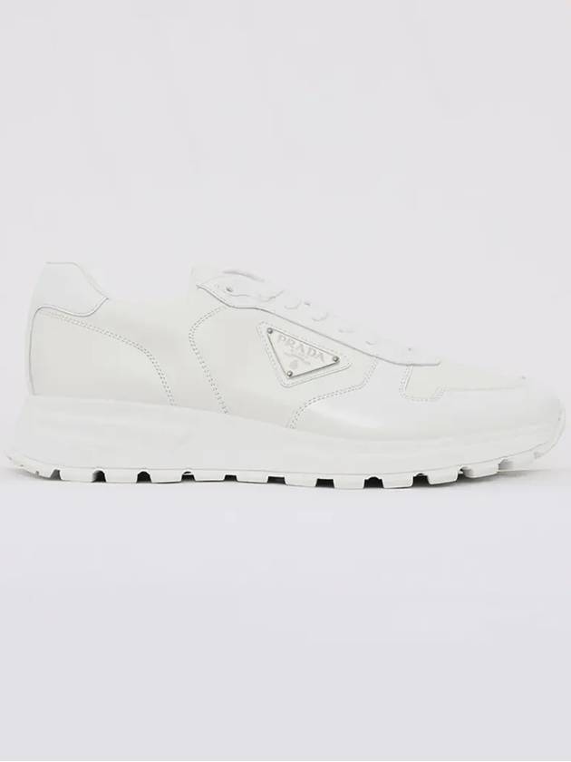 Triangle Logo Leather Low-Top Sneakers White - PRADA - BALAAN 3