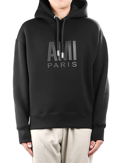 Logo Cotton Hoodie Black - AMI - BALAAN 2