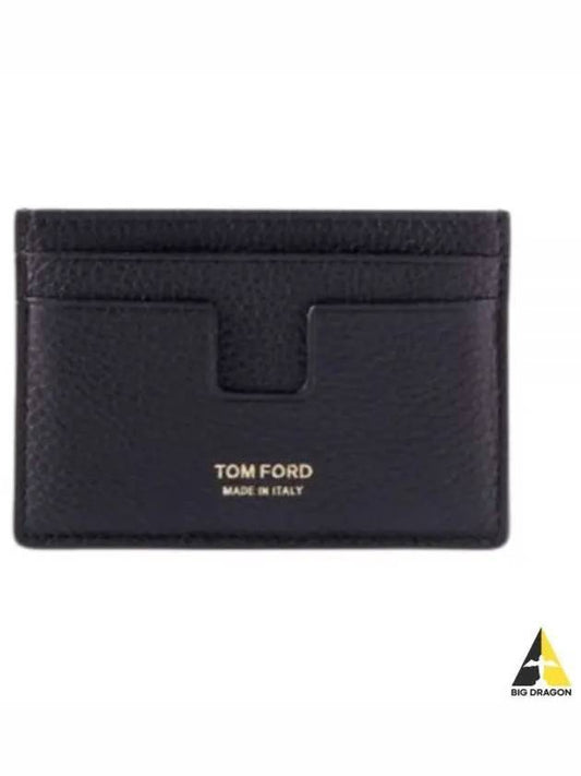 T-Line Logo Grain Leather Card Wallet Black - TOM FORD - BALAAN 2